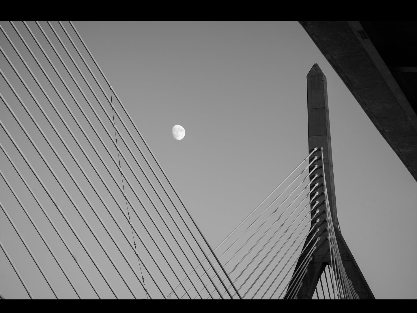 Moon Caught Between the Leonard P. Zakim Bunker Hill Memorial Bridge in Boston, MA - (Multiple Sizes!) (Copy)