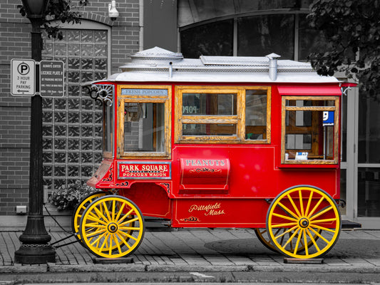 Park Square Popcorn Wagon in Pittsfield, MA - 4x6 Mini Art Print